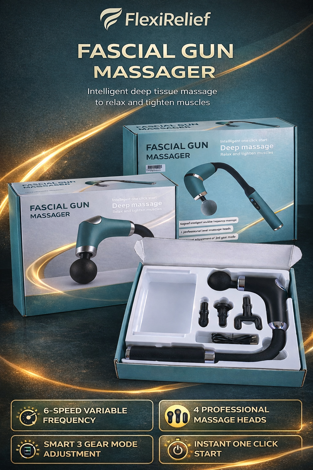 FH-318 Deep Tissue Rolling Massager — 4 Head, 6 Speed