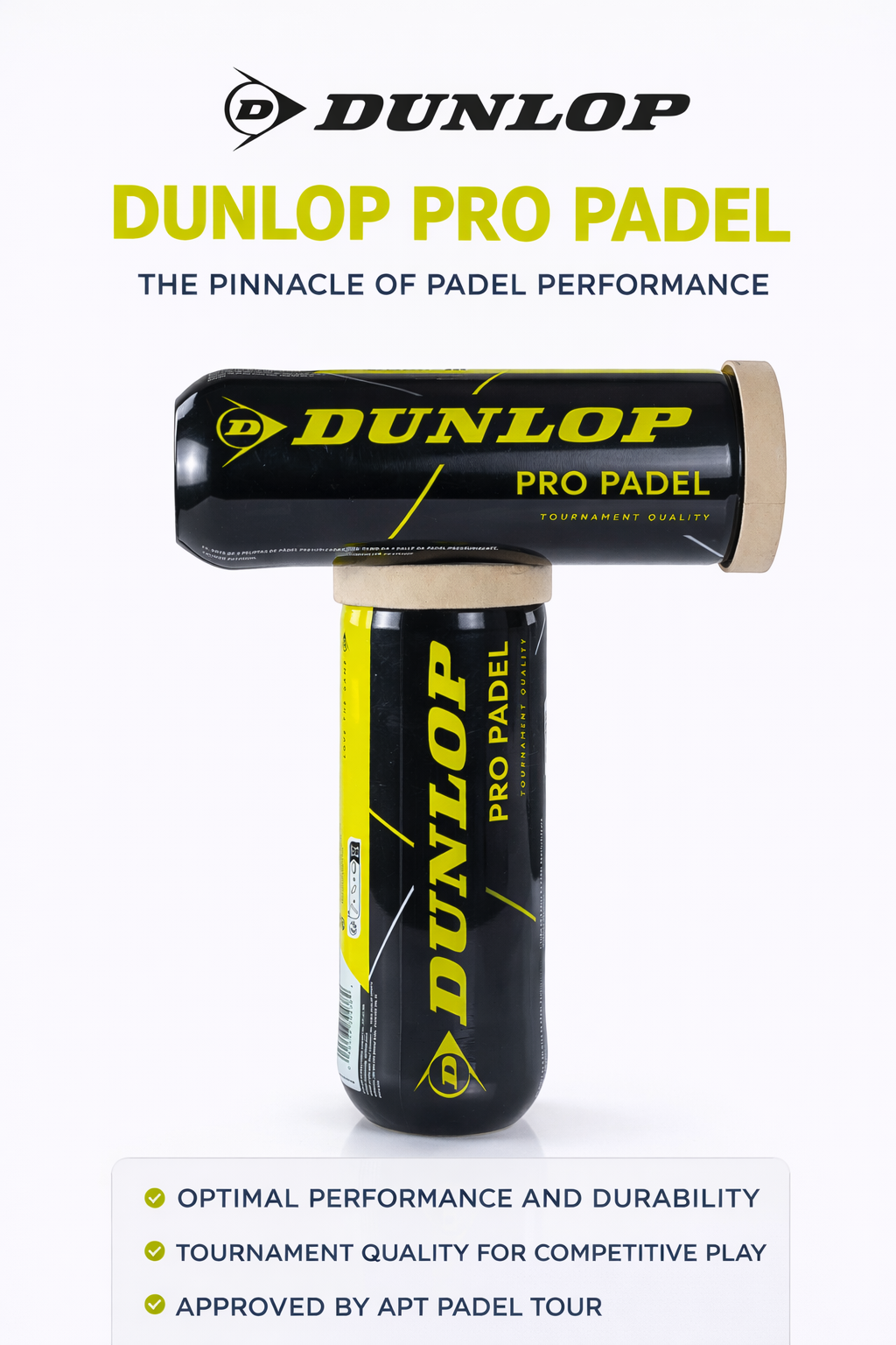 Dunlop Pro Padel Balls — 3 Ball Bottle