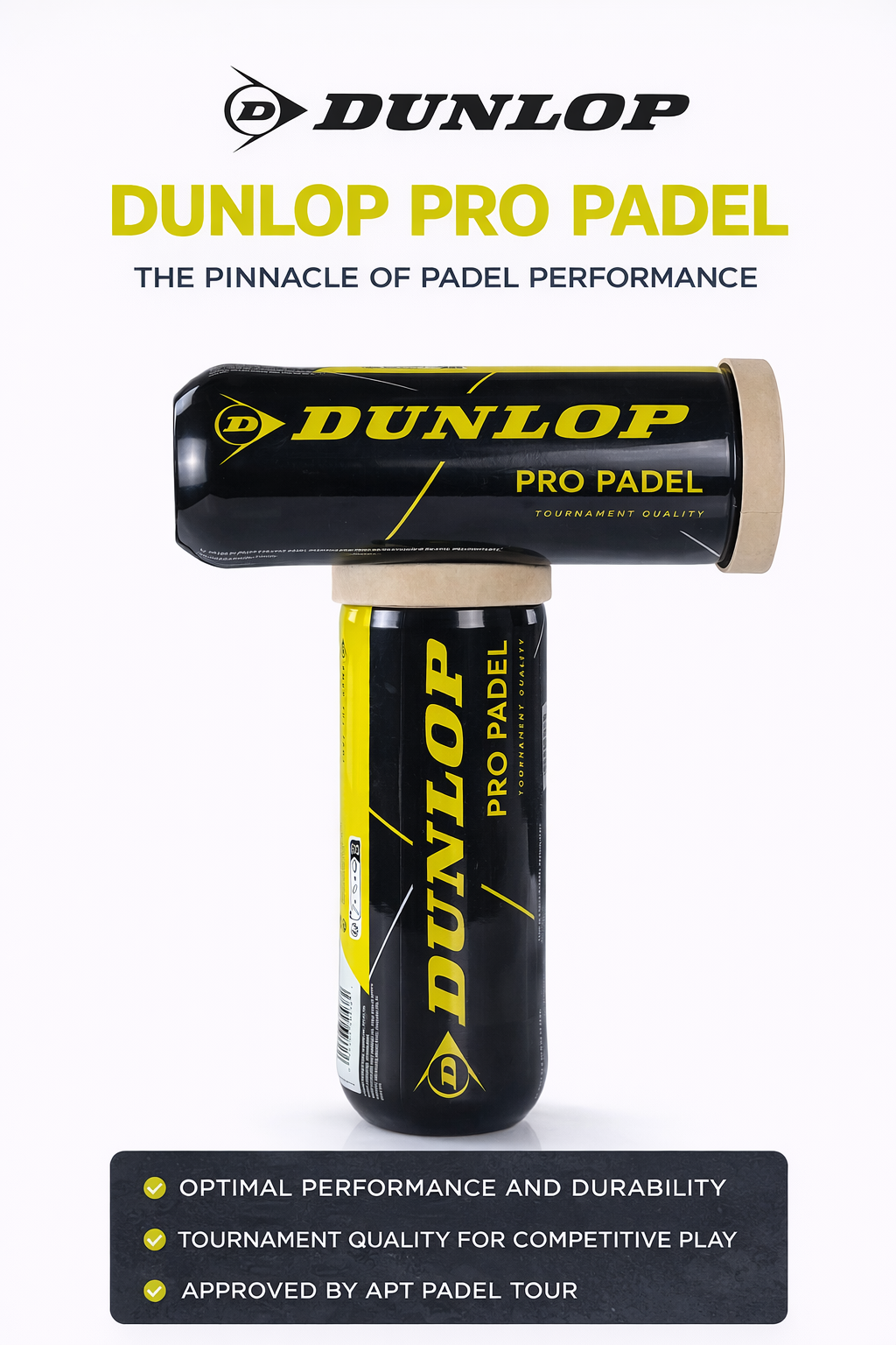 Dunlop Pro Padel Balls — 3 Ball Bottle