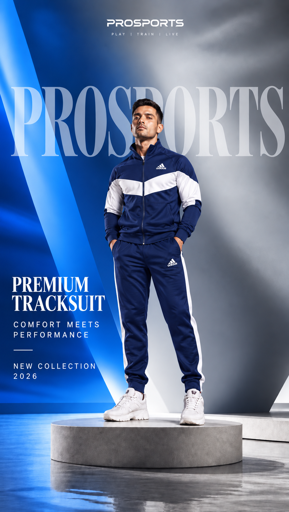 Adidas Premium Tracksuit - Blue/White
