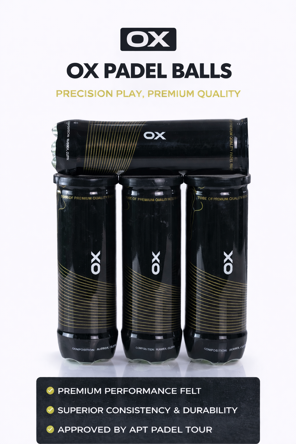 OX Padel Balls — 3 Ball Bottle Pack