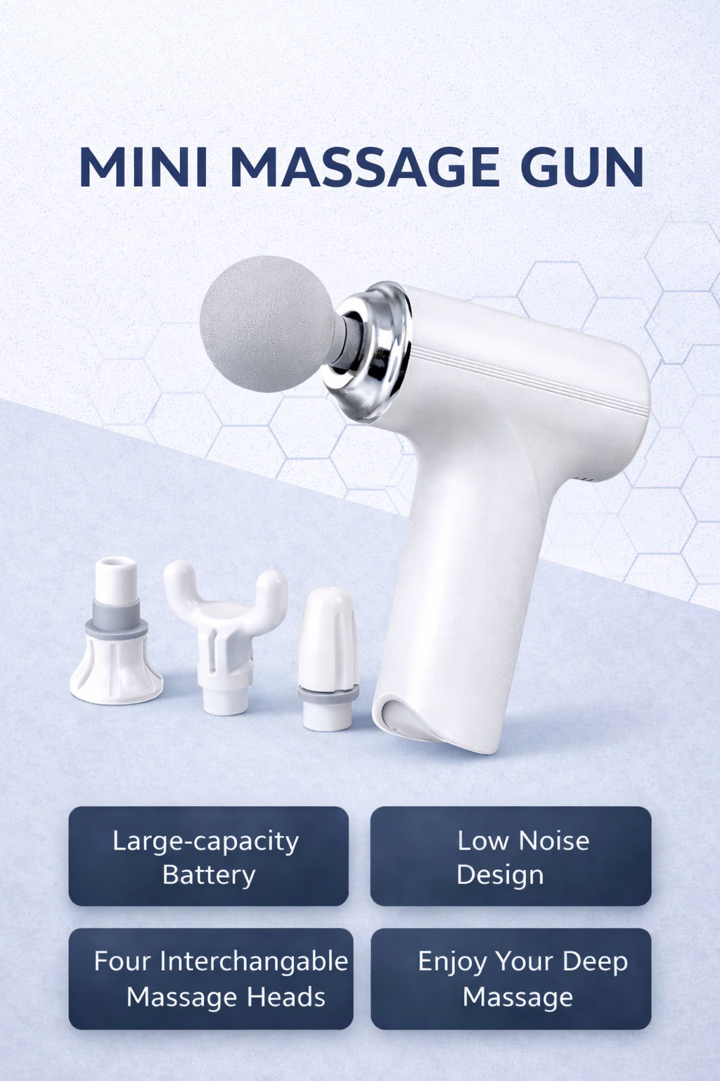 Mini Massage Gun 858 — 4-Head Rechargeable Percussion Massager
