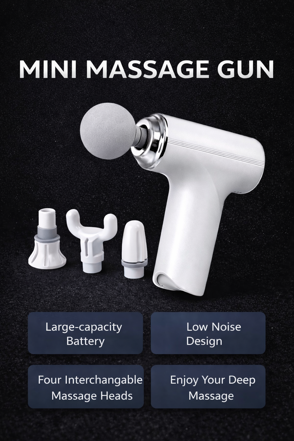 Mini Massage Gun 858 — 4-Head Rechargeable Percussion Massager