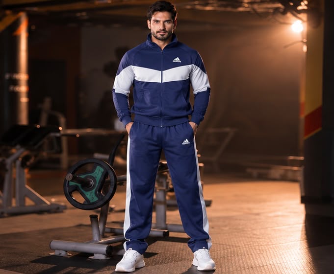 Adidas Premium Tracksuit - Blue/White